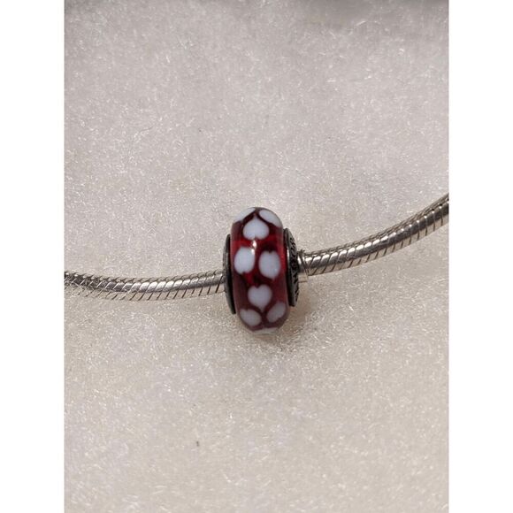 New Pandora Transparent Red w/White Dots Murano Bead - BEAUTIFUL!!! - Picture 1 of 4